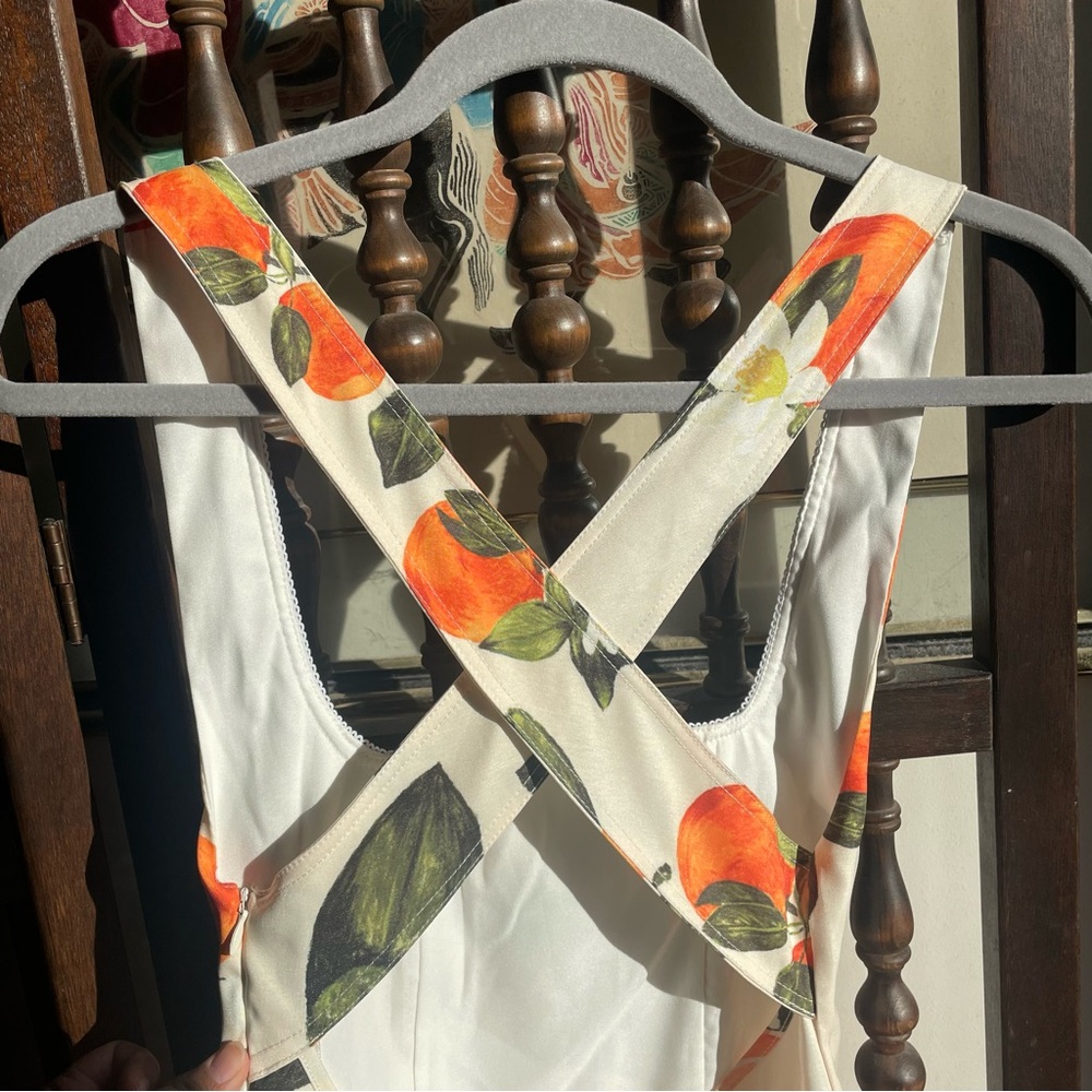 Zara Cream Mini Dress with Orange & Green Citrus Print - Picture 9 of 13